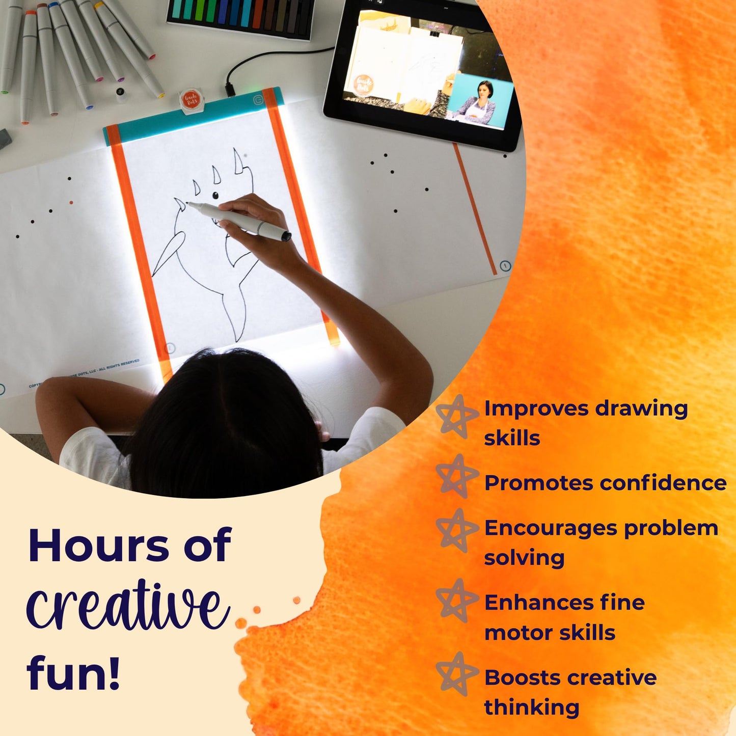 Kids Art Kit Ages 8+ – Art Class in a Box w/Light Up Bright Board, Full Art Supplies Set & 2 Hours Teacher Guided Video Art Lessons – Creative Learning Activity for Boys & Girls, Homeschool, STEM