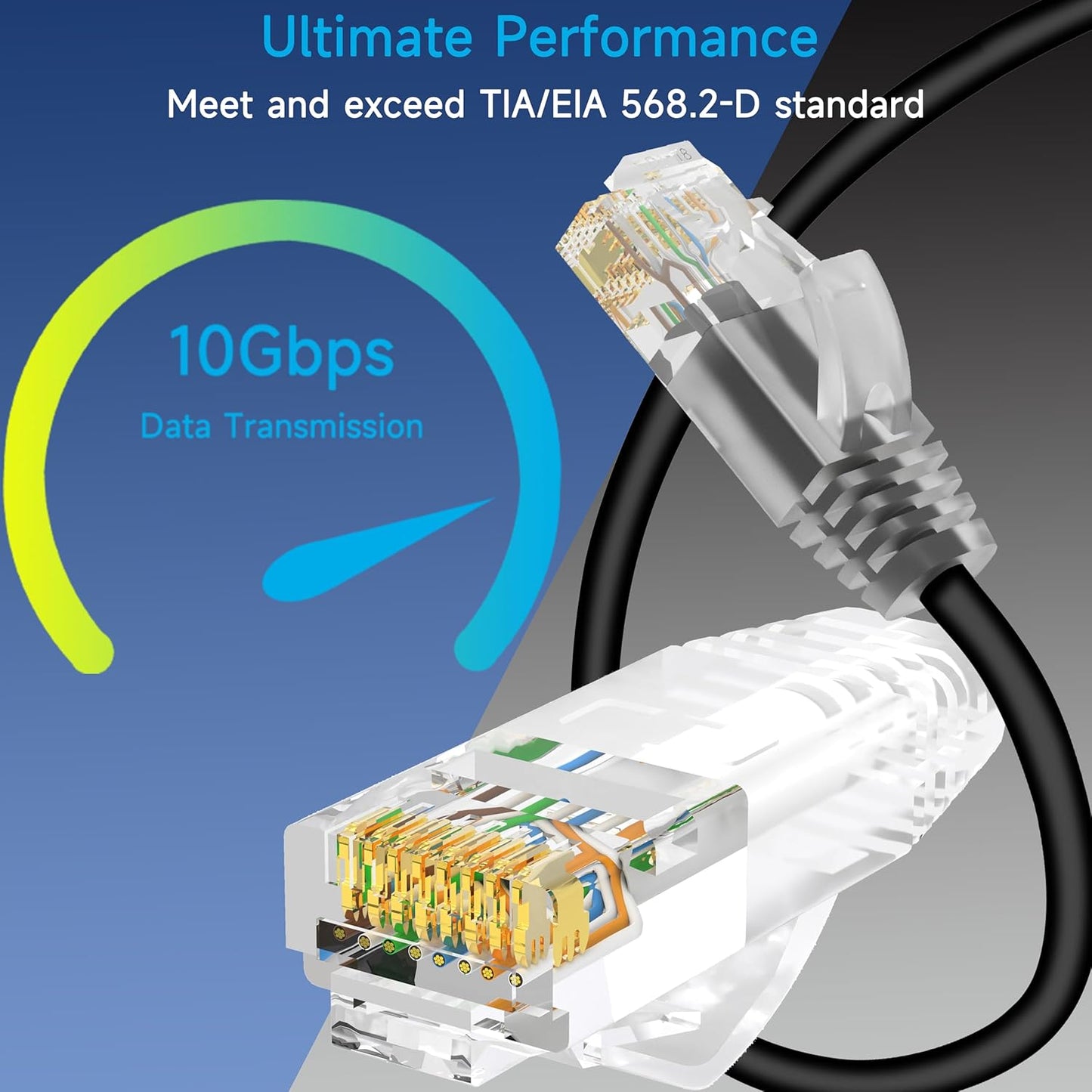 Lysymixs Cat6a 1 (24 Pack), Cat6a 6 10G, Slim Ethernet Patch Cable ft Patch Cable for Data Centers, Cat Cable Network