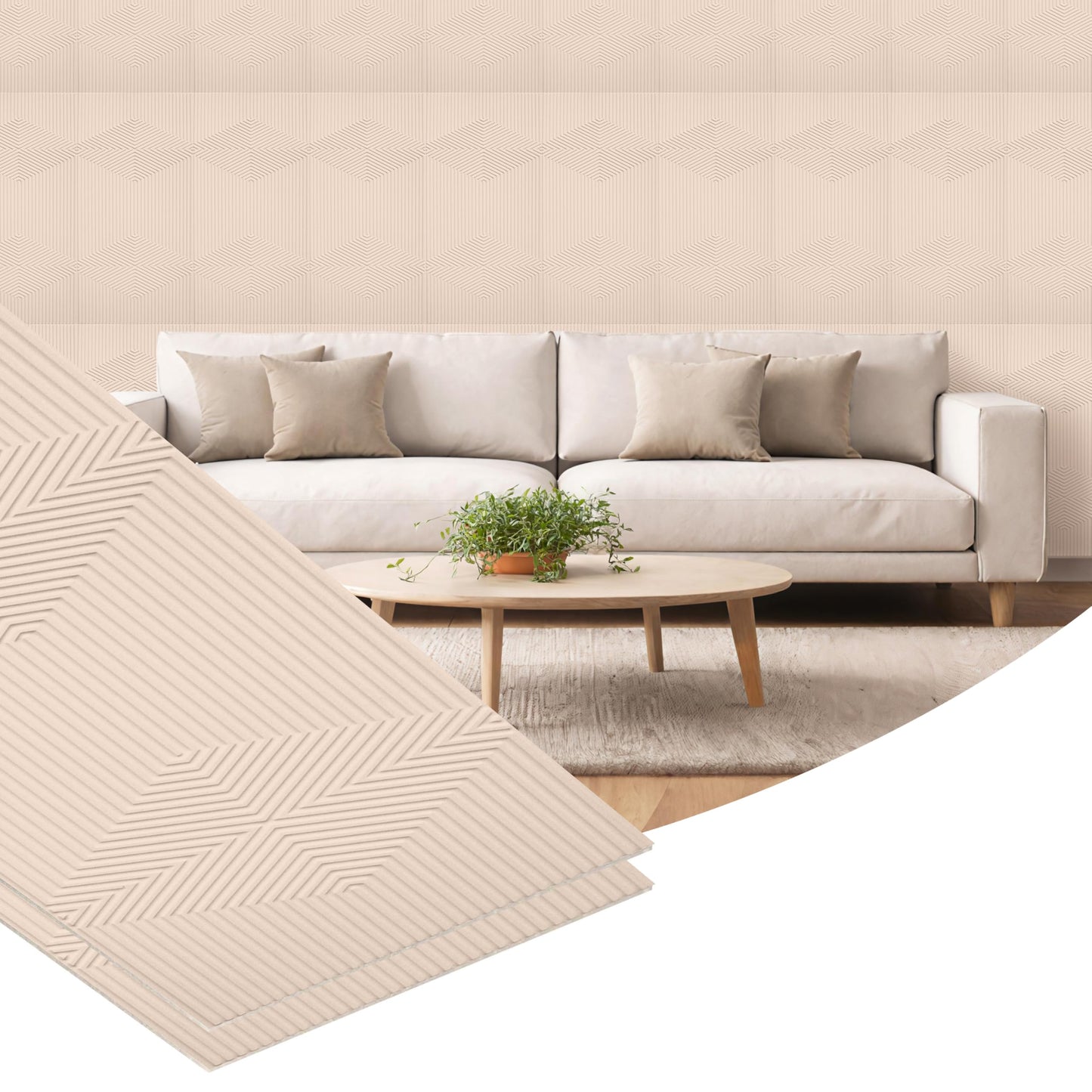 Dundee Deco 3D Peel and Stick Wall Panels - Soft-Touch Matte Finish, 1.6 ft X 3.4 ft, Thick Self-Adhesive Panels for Home & Commercial Interiors - Moccasin - Set of 10, Covers 55 sq ft