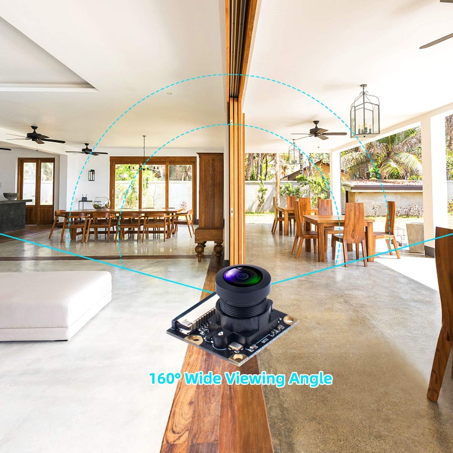 Smraza 5 1080p OV5647 4 3 3 2 Camera Module Megapixels Sensor, Adjustable Focus Wide Angle Fish-Eye Lens Webcam