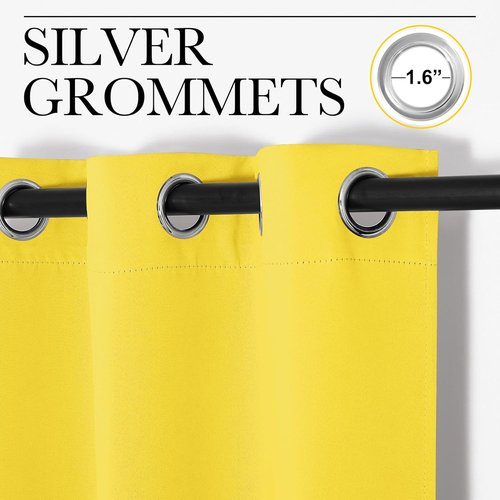 NICETOWN Bright Yellow Curtains - 102" Long, 55" Wide | Sound Reducing, Heat & Cold Blocking Panels for Modern Decor