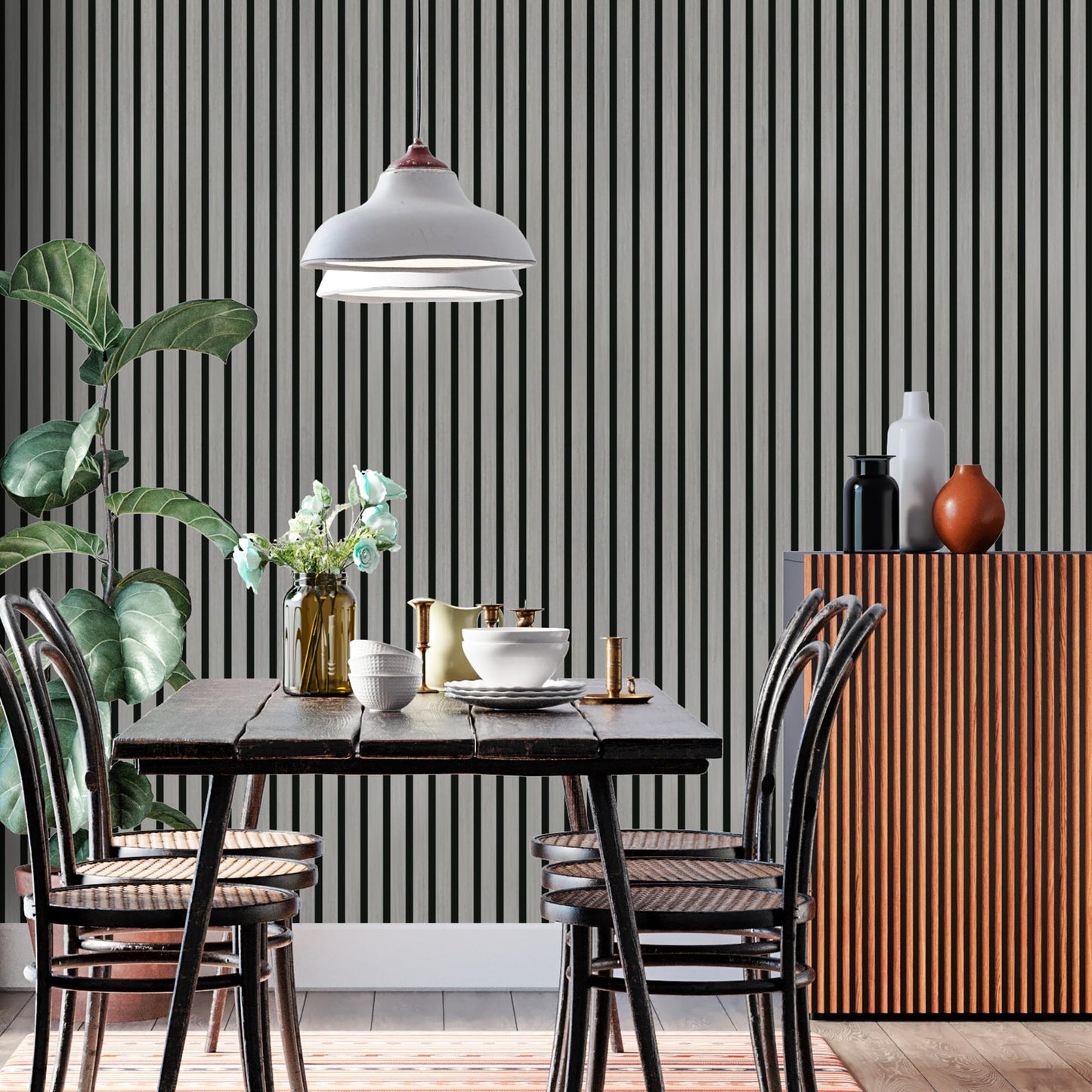 INNO STICKERS 3-Pack Wood Slat Wall Panel for Interior Wall Decor Noise Cancelling 94.5" x 11.4" Acoustic Decorative 3D Sound Absorbing Wall Paneling, Gray Oak, Covers 22.4 Sq. Ft