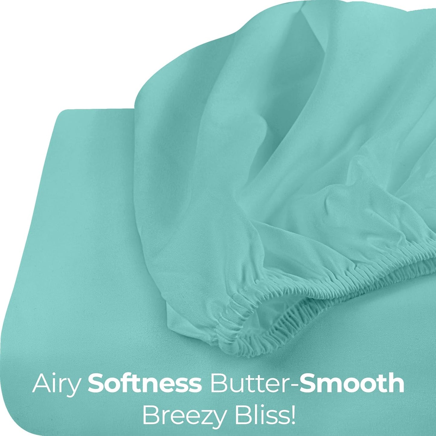 Utopia Bedding King Fitted Sheet - Soft Microfiber - Deep Pocket - Spa Blue - Fade Resistant & Easy Care