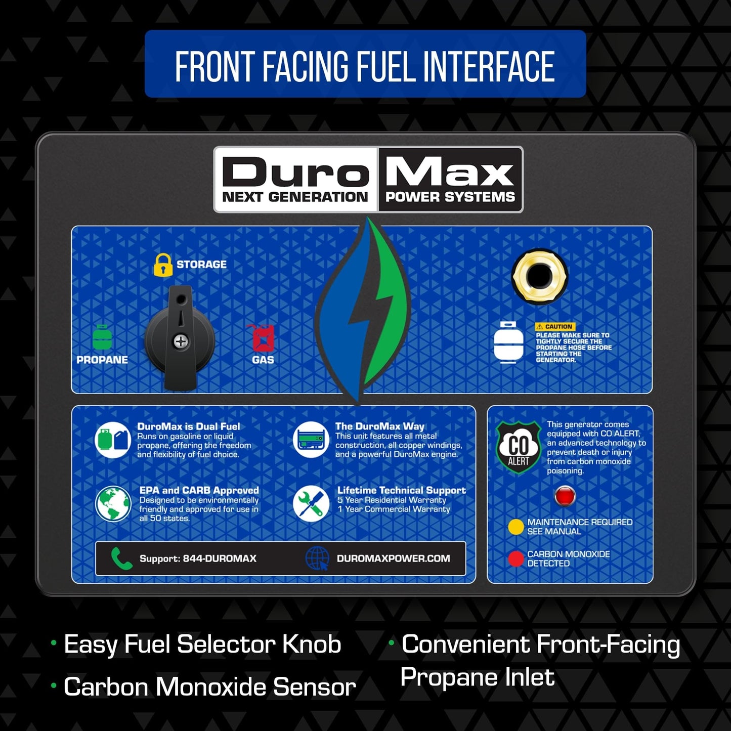 DuroMax XP12000HX 12,000-Watt Dual Fuel Portable Generator - Gas & Propane, Electric Start, Whole Home Power Backup, Transfer Switch Ready, RV & Emergency Ready
