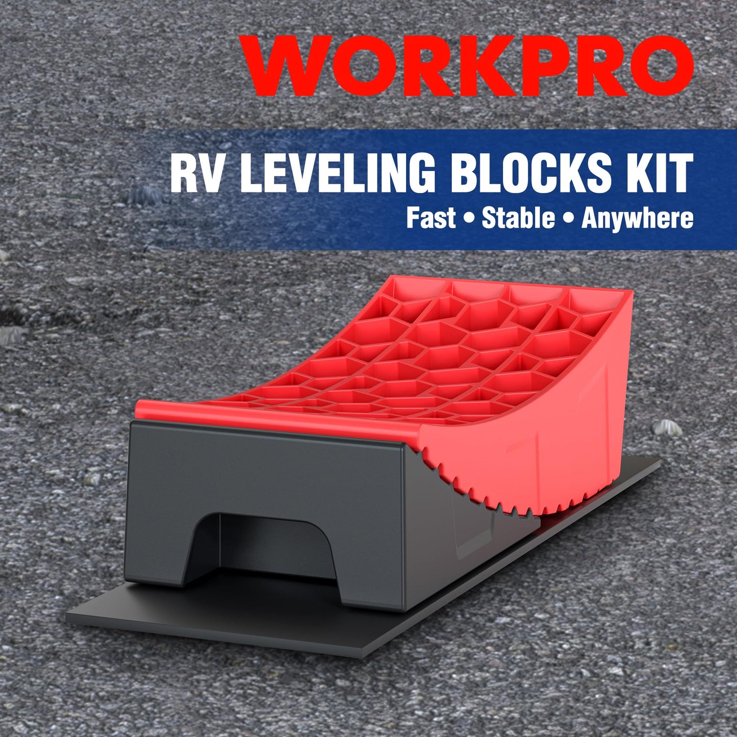 WORKPRO RV Leveling Blocks Kit 9-Piece,Camper & Trailer Leveling System, Heavy Duty RV Levelers with Anti-Slip Mats, Bubble Levels & Carry Bag