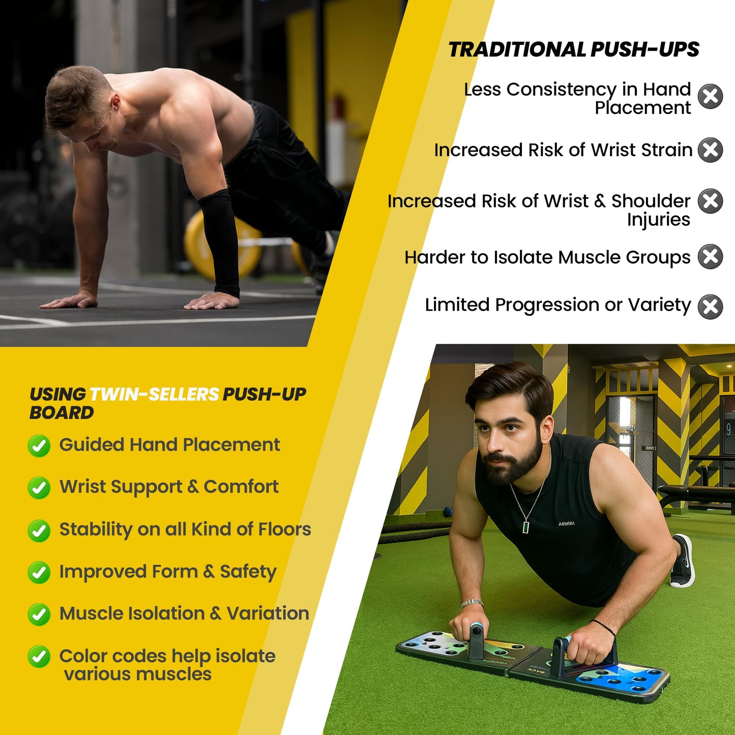 Push Up Board for Men – 20 in 1 Detachable Fitness Board with 5 Resistance Bands, Adjustable Pushup Handles, Perfect Push Up Bars for Home Gym Workout Equipment Training