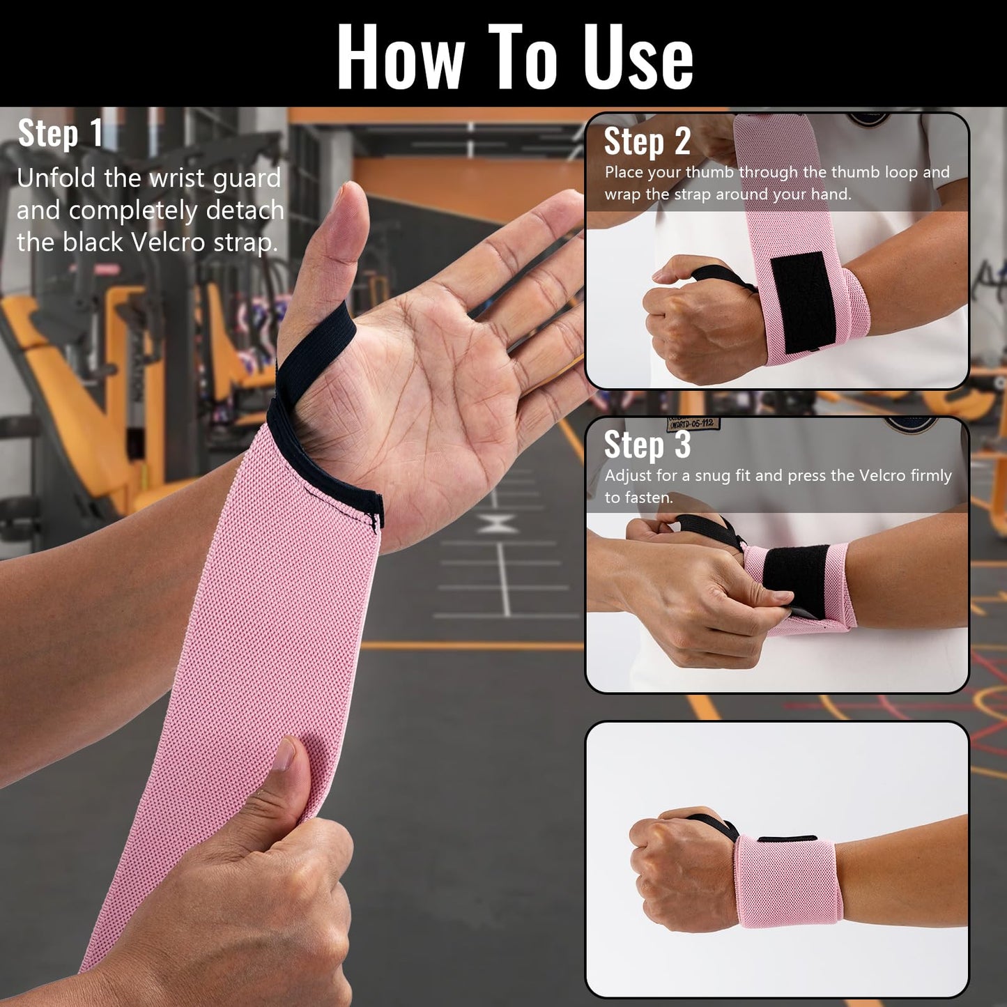 Wrist Straps for Weightlifting, 2 Pair Gym Pink Lifting Straps with Neoprene Padded Wrist Cushion, Weight Lifting Straps for Women Men, Deadlifts, Bodybuilding and Strength Training