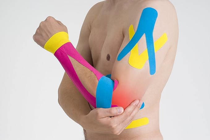 Kinesiology Tape 6 Rolls, Waterproof Kinetic Tape Muscle Tape for Injured Muscle Recovery & Joints Support, 2 Inch x 16.4 Feet Roll (Multicolour)