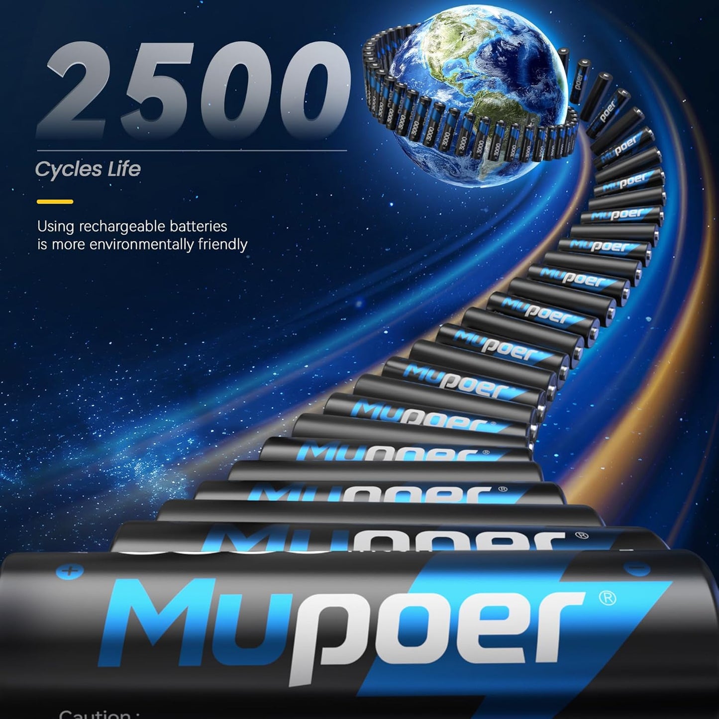 Mupoer 8 Count,Lithium 1.5V 3000mWh,Double Rechargeable AA Batteries Battery A A Rechargeable Battery,Pilas Recargables