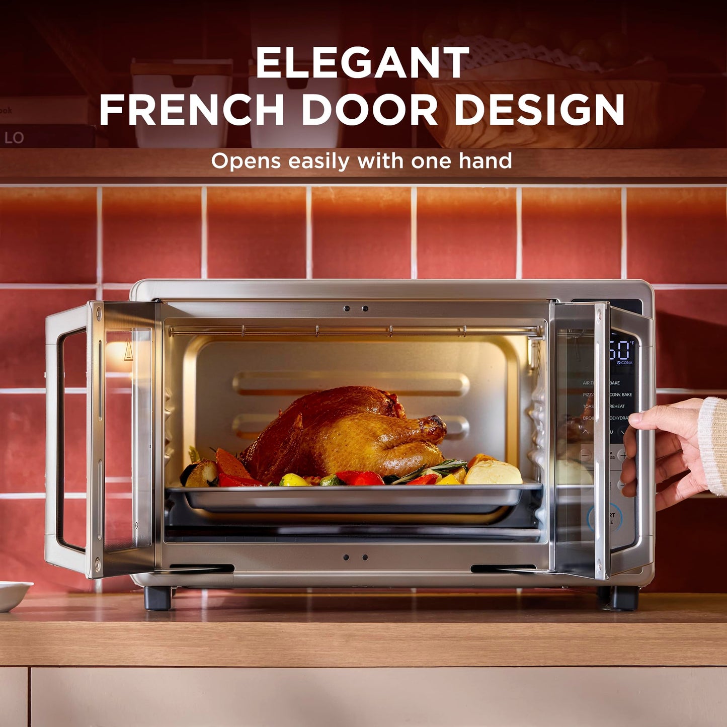 Midea Flexify Slim 8-in-1 French Door Toaster Oven Air Fryer Combo, Compact Countertop Oven with Infrared SpeedHeat, 25 Quart Capacity, Stainless Steel