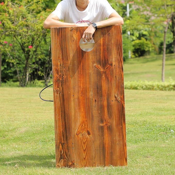 UKASE Solid Wood Regulation Size Cornhole Set Portable Bean Bags Toss Game with Durable Wood Grain Printed Surface and Underneath for Indoor and Outdoor