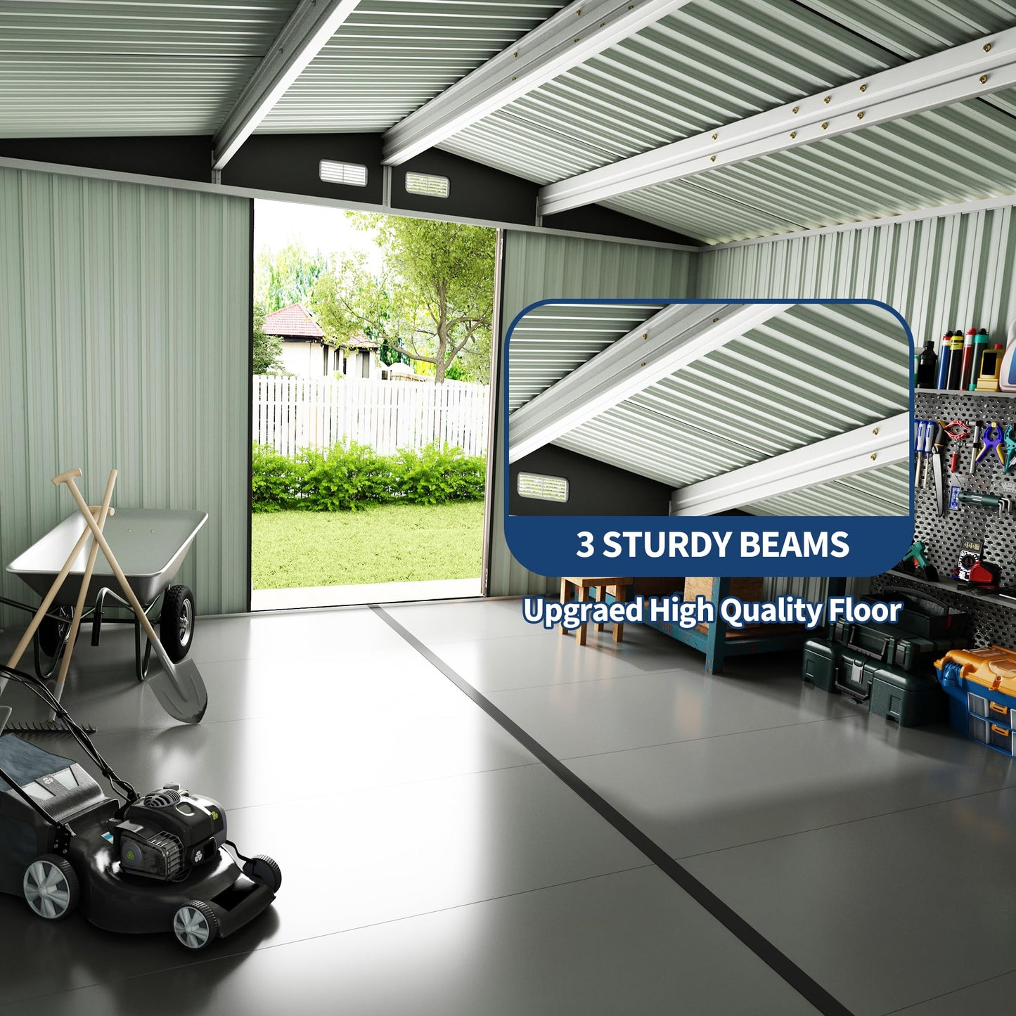 Outdoor Metal Sheds 8x12, Outdoor Storage Shed MetalGarden Tool Shed for Backyard, Metal Utility Sheds Buildings with Air Vent