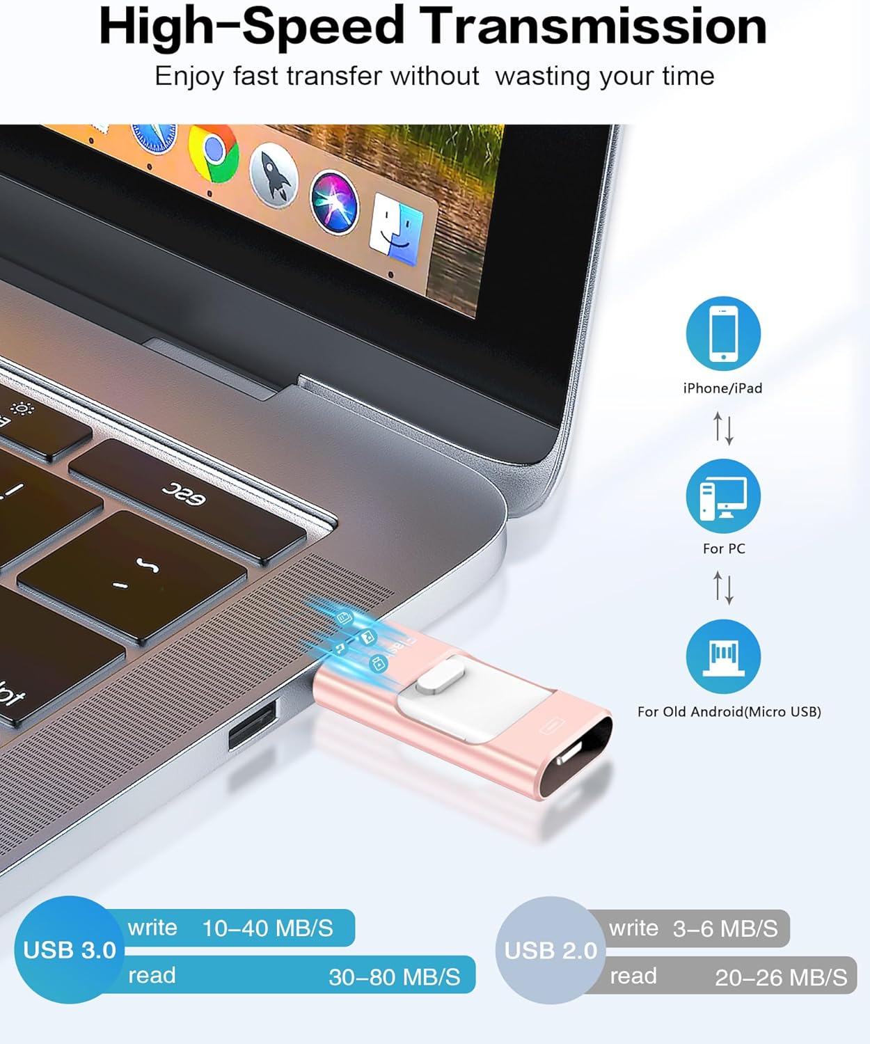 ZARMST 256GB, Flash Drive for iPhone Photo Stick Thumb Drive USB Stick High Speed Transfer USB Drives External Storage