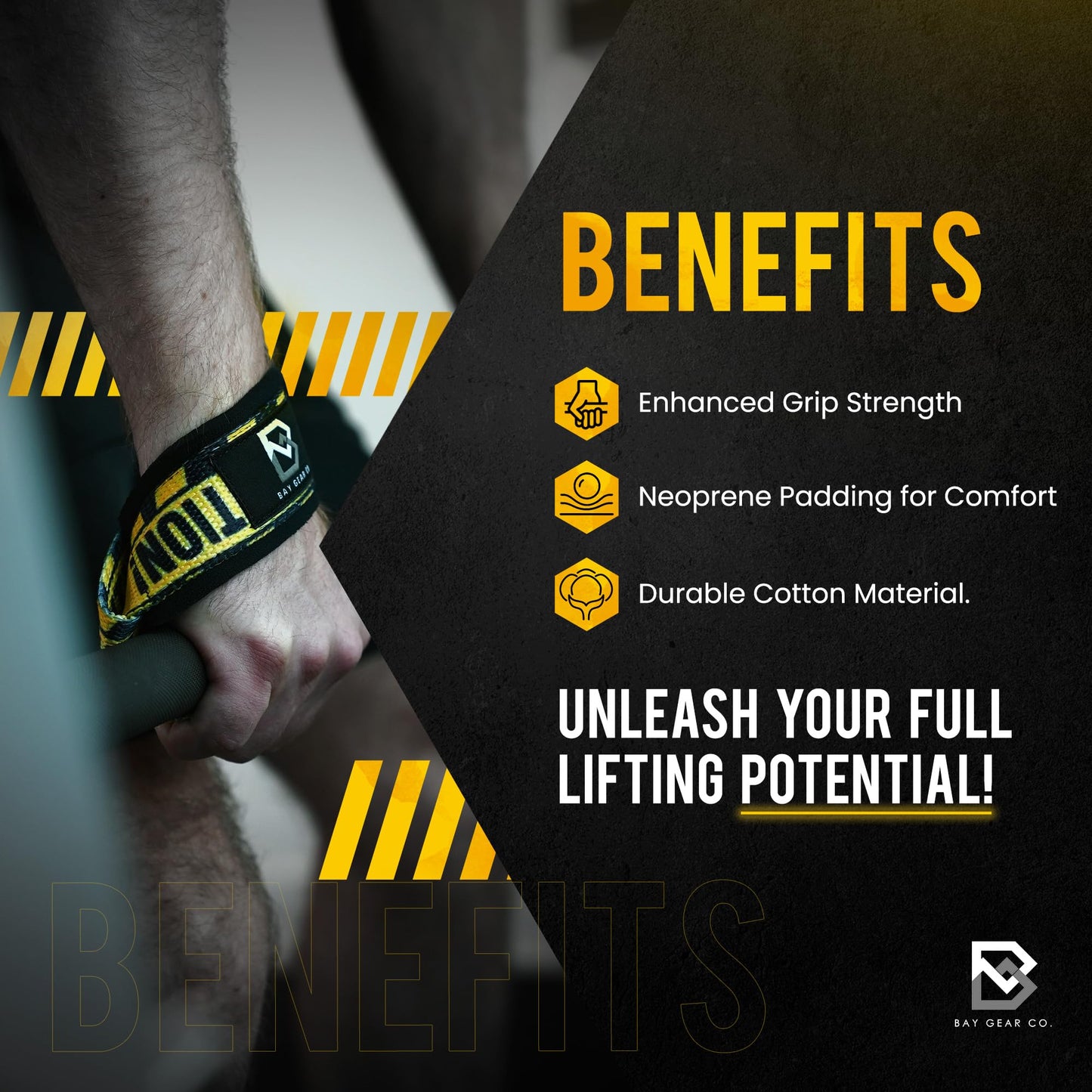 BAY GEAR CO. Wrist Straps for Weightlifting - 1 Pair Cotton Lifting Straps with Neoprene Padding, Comfortable Gym Essentials for Enhanced Grip Strength - Unique Printed Tactical Hawaiian Design