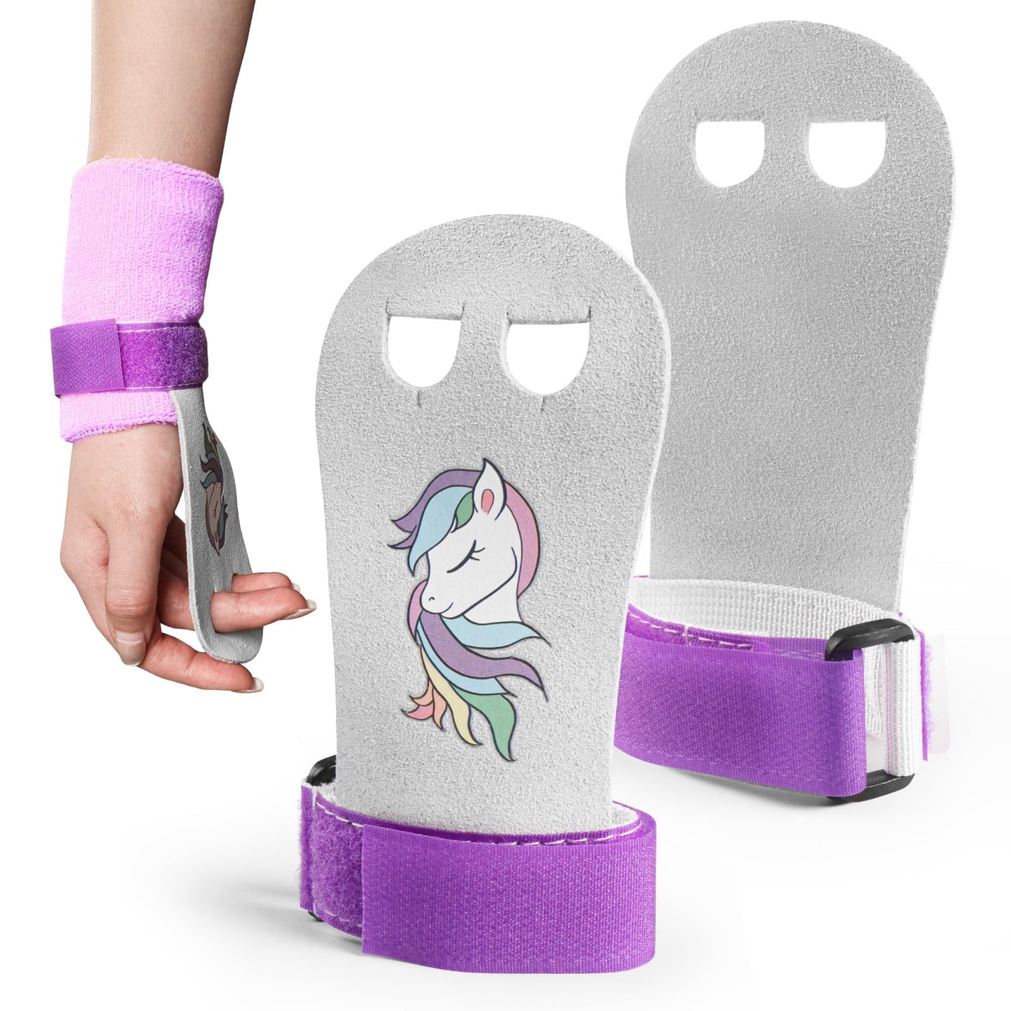 BRAMASOLE Gymnastics Hand Grips Wristbands Sets 1 Pair for Girls Youth Kids, Gymnastic Bar Palm Protection & Wrist Support, Premium Accessory for Workout Exercise Sports (Pony, Medium)