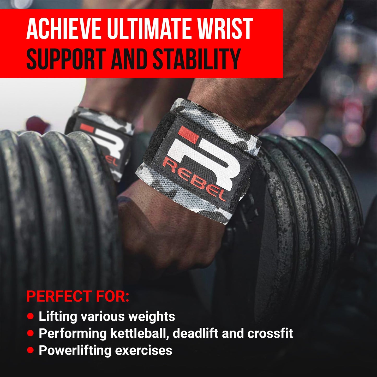 Iron Rebel Wrist Wraps - Flexible wrist support for weightlifting Straps for Men & Women - Comfortable & Durable Wrist Wraps for Everyday Lifting (Pair)