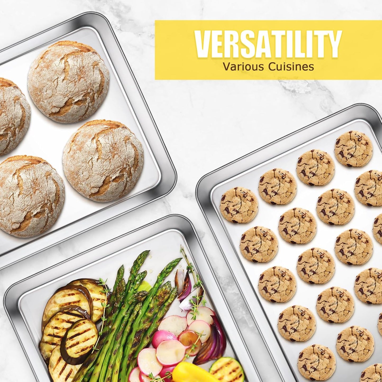 Terlulu Baking Sheet Set - Stainless Steel Cookie & Jelly Roll Pans | 2-Piece, 16'' x 12'' x 1''