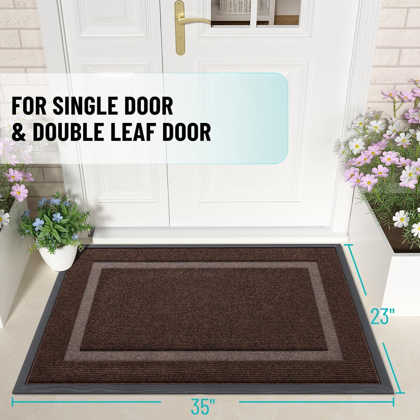OLANLY Waterproof Front Door Mat - All-Season Indoor/Outdoor Doormat, Easy Clean, 35x23, Dark Brown