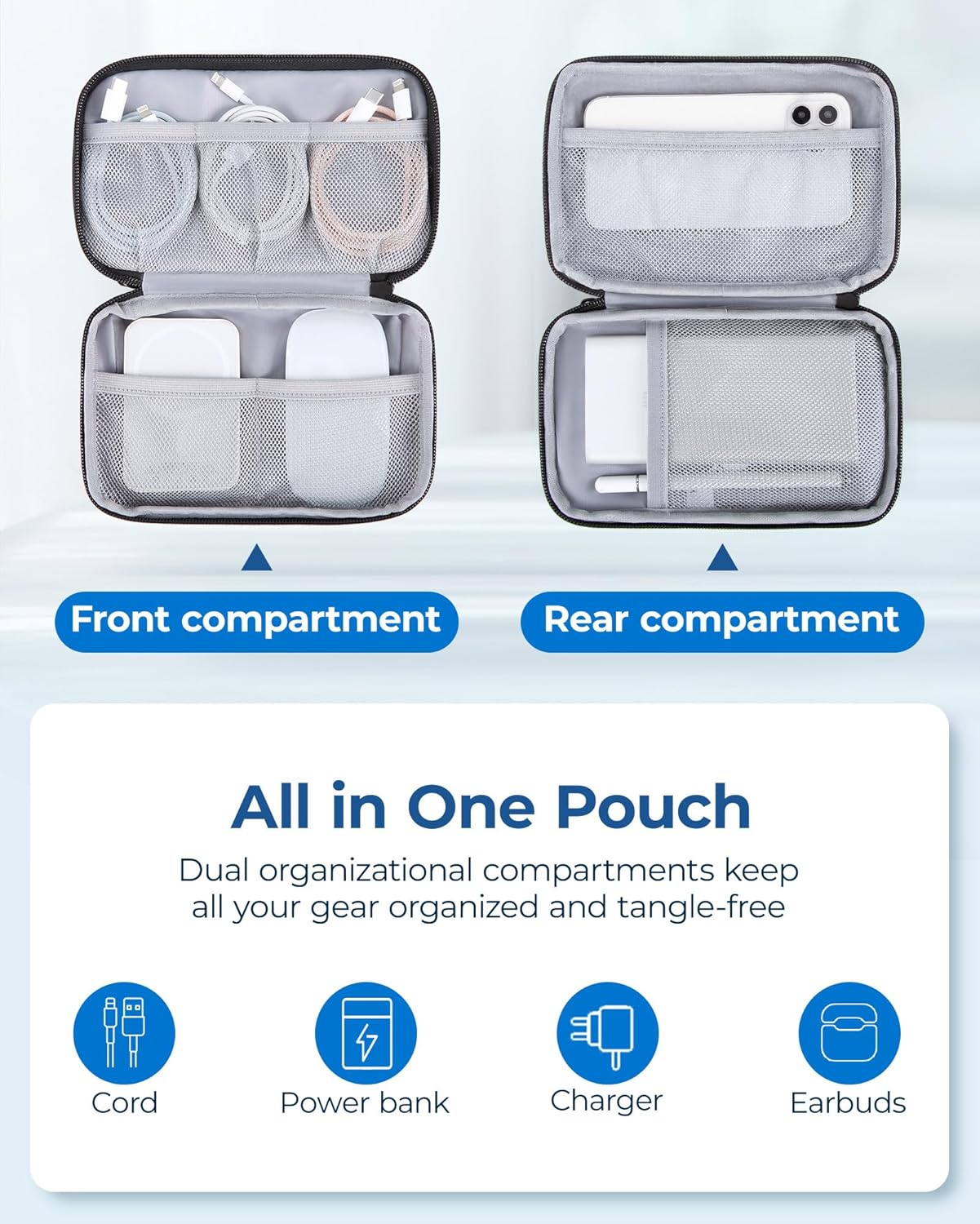 BAGSMART Electronics Organizer Travel Case, Cable Charger Cord Tech Organizer Pouch for Phone Charger Accessories