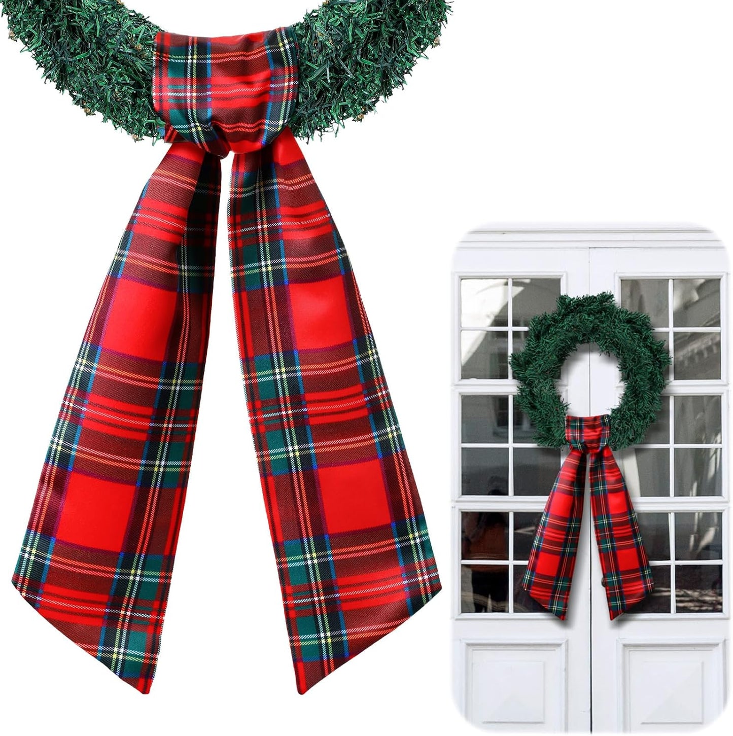 VitalCozy Christmas Wreath Sash - Satin Ribbon for Monogrammed Decor | Indoor/Outdoor Holiday Accessory