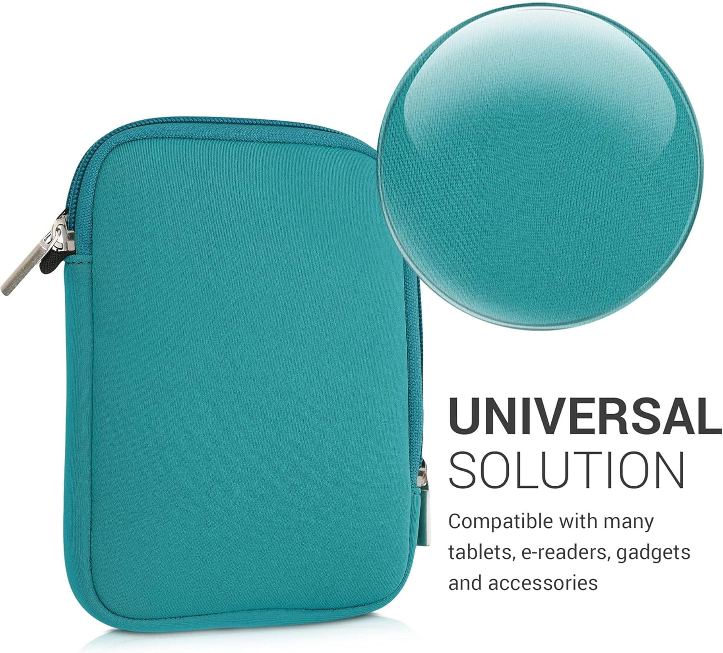 kwmobile 6" Neoprene e-Reader Pouch Size eReader - Universal eBook Sleeve Case with Zipper - Petrol