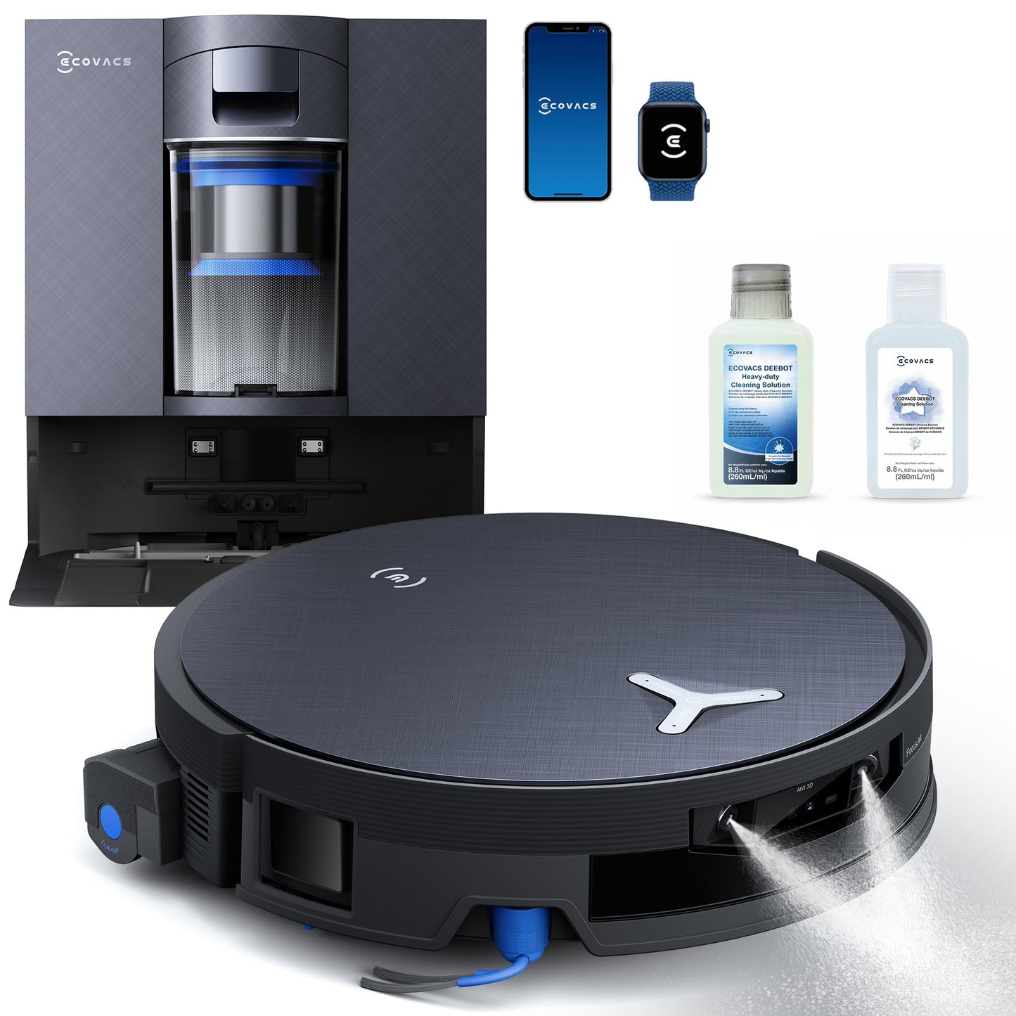 ECOVACS DEEBOT X12 OMNICYCLONE Robot Vacuum and Mop, FocusJet Pre-Spray, Bagless Station, OZMO Roller Instant Self Washing, Blast 22000Pa Suction, ZeroTangle, PowerBoost Charging for Large House