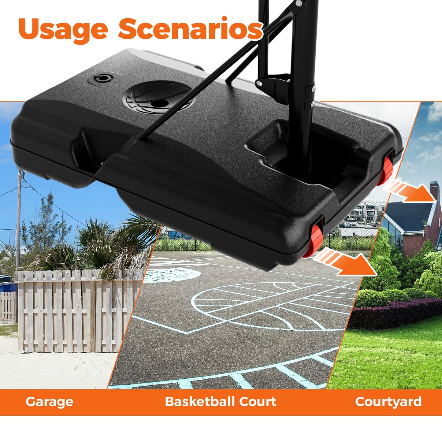 AWII SPORT Basketball Hoop 44 Inch Backboard Protable Basketball Hoop Outdoor, 4.8-10ft Height Adjustable Basketball Goal System for Kids Youth Adults Play in Backyard/Courts/Indoor