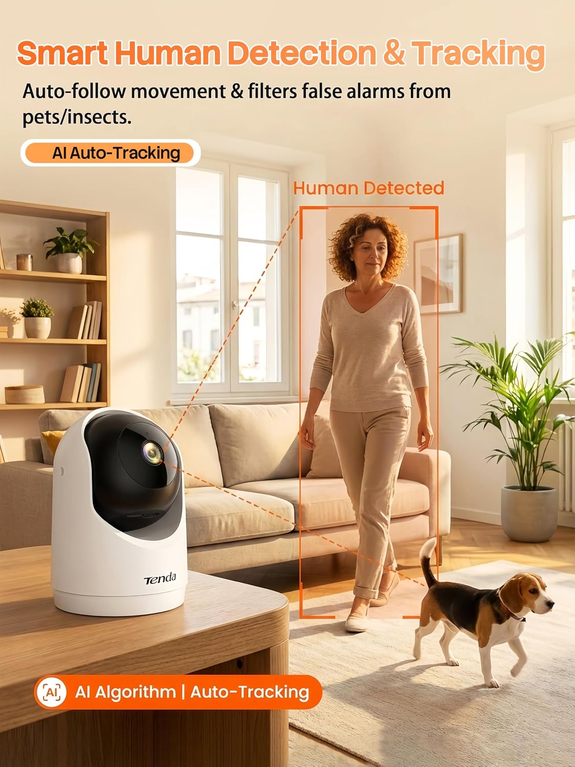 Tenda 2K 6 360 2-Way 24/7 Storage(CP3-V3.0) Indoor Security Camera for Baby Monitor, WiFi Pet/Dog Camera for Home