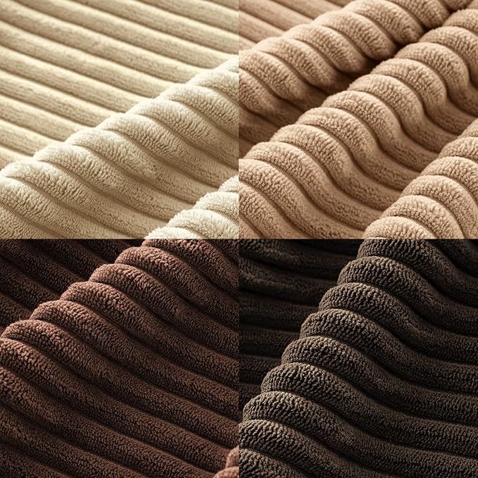 MIULEE Boho Farmhouse Throw Pillow Covers 18x18 Inch Set of 4 Rustic Mordern Neutral Cushion Covers Soft Corduroy Nordic Home Decor for Couch Bed Sofa Living Room Dark Brown