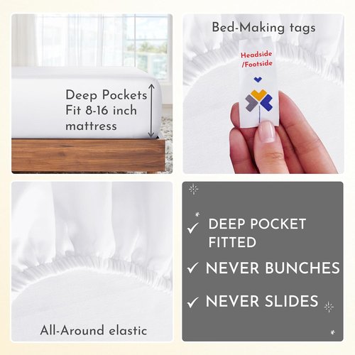 California Design Den Full Size Sheet Sets - 400 Thread Count 100% Cotton Sateen, Deep Pocket | 6 Flat, 6 Fitted & 12 Pillowcases (White)