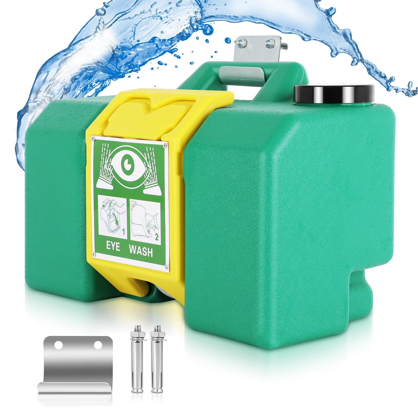 Portable 8 Gallon Eye Wash Station, 30L Wall Mounted Irrigation Emergency Eye Wash Station, Dual Spray Eyewash Station Lasting for 10 Minutes, First Aid Eye Wash Units Indoor & Outdoor