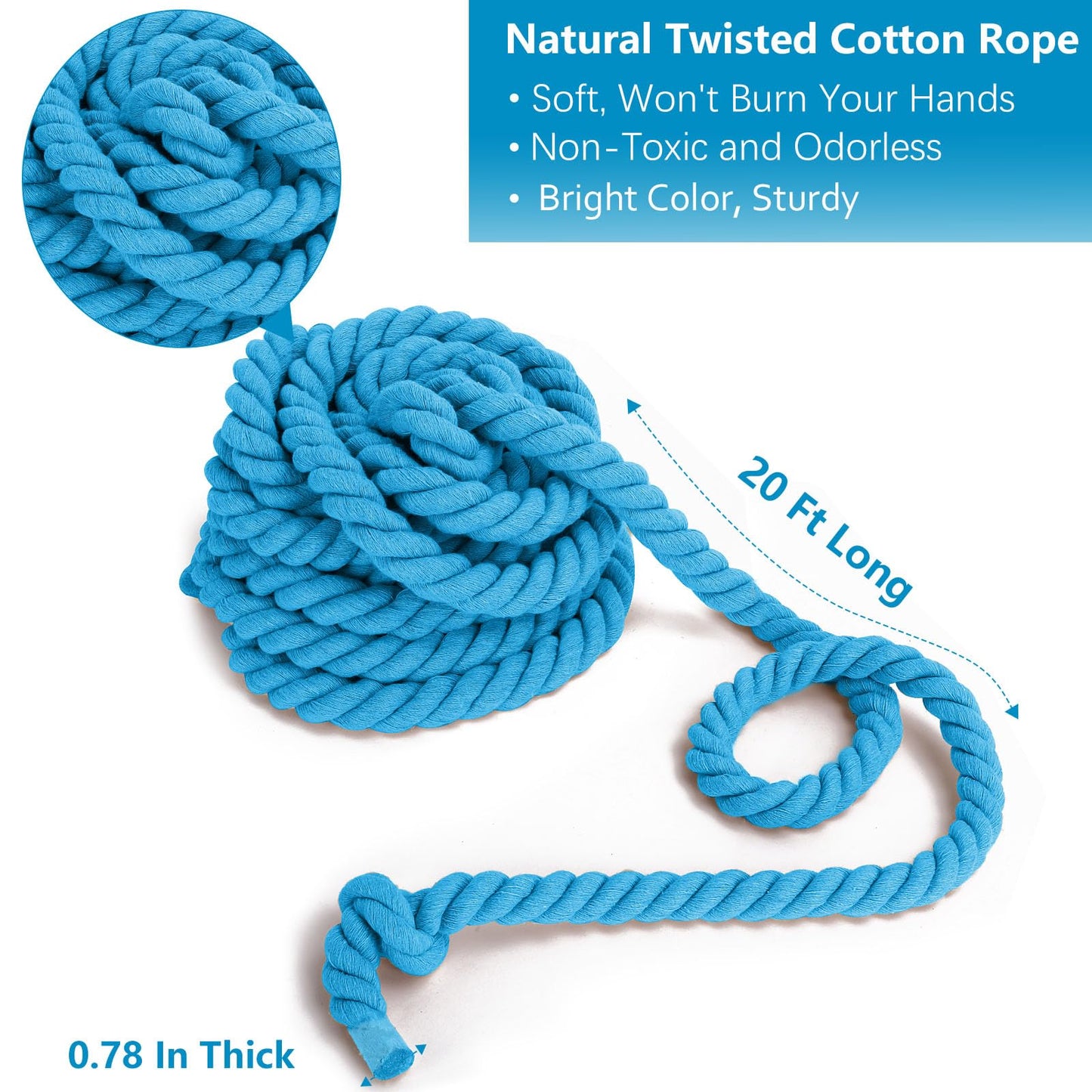 CWLAKON Tug of War Rope for Kids and Adults, Field Day Family Reunion Birthday Party Games, Outdoor Camping Picnic Backyard Carnival Games, Team Building Activities Play Set Climber Attachments Blue