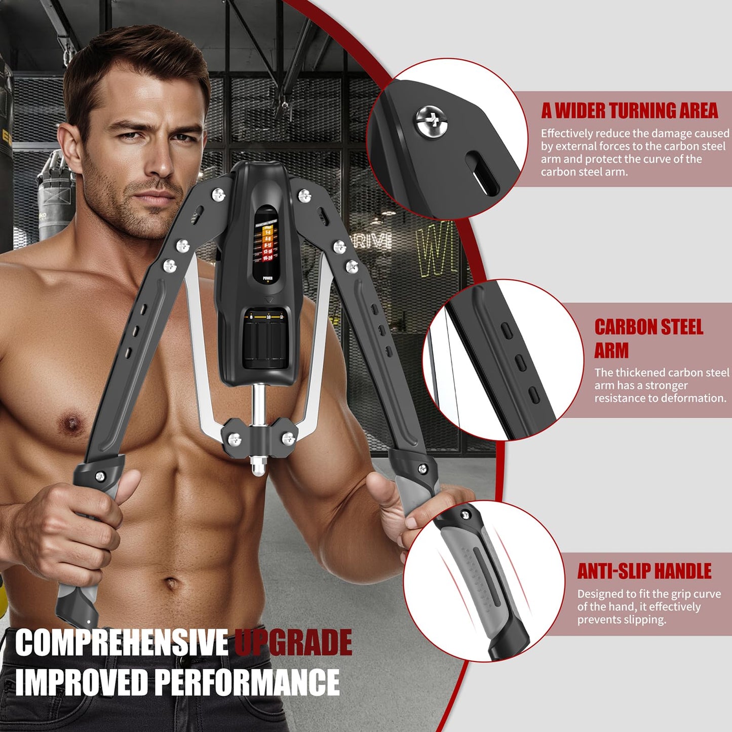 VIOMACHFIT Twister Arm Trainer,Adjustable Hydraulic Arm Exerciser with Protection Cover,Resistance 22-440 lbs Chest & Shoulder Workout Equipment for Men，Upper Body Arm Trainer for Home Gym