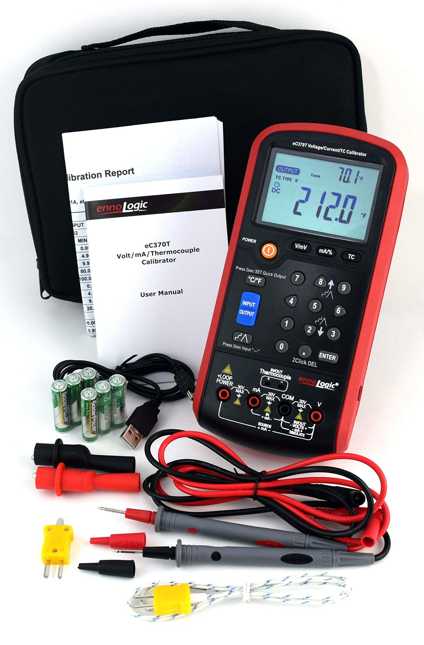 eC370T Volt mA Thermocouple Loop Process Calibrator by ennoLogic – 0-20V and 4-20mA V/mV/mA and Temperature Signal Generator, Meter and Simulator for Transmitters, Current Loops, and PLC