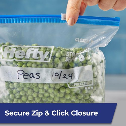 Hefty Gallon Size Slider Freezer Storage Bags - 56 Count for Freshness & Organization