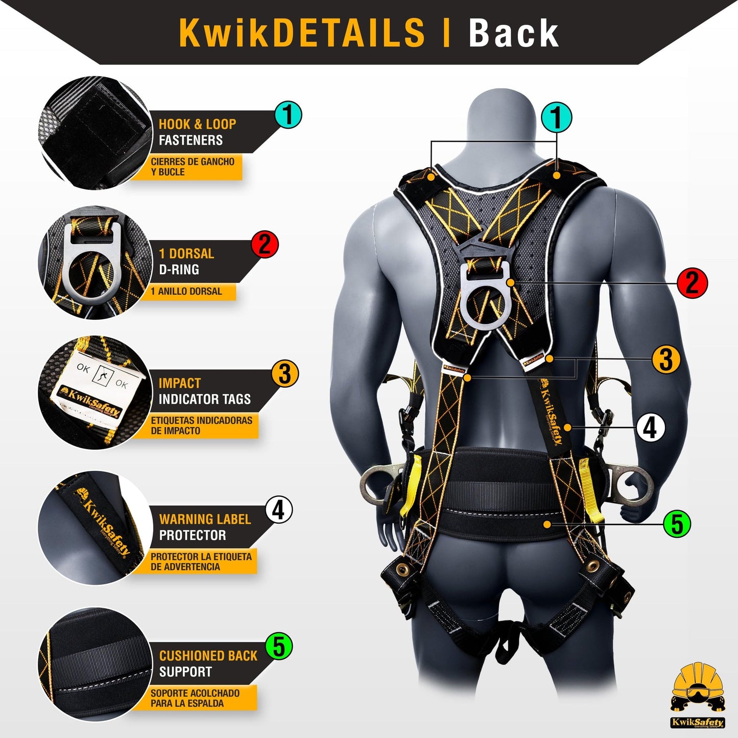 KwikSafety - Charlotte, NC - TYPHOON DiamondBACK Safety Harness [BACK SUPPORT + TONGUE BUCKLES] ANSI OSHA Premium 3 D-Ring Fall Protection Black Full Body Fall Arrest Construction Roofing Gear