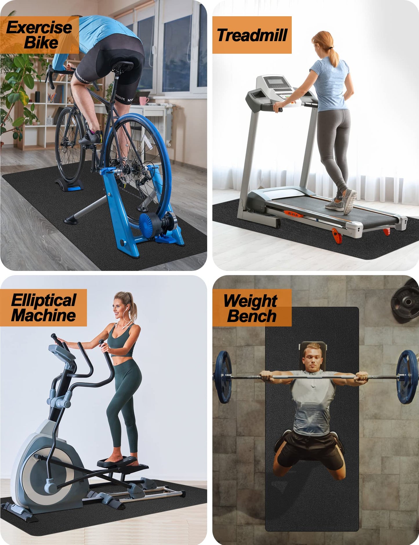 Treadmill Mat 78"x36", WERCHO Walking Pad Mat for Carpet Hardwood Floors 6mm Heavy-Duty Exercise Equipment Mat for Treadmil Pad, Rowing Machine, Spin Bike, Elliptical Trainer, Home, Gym