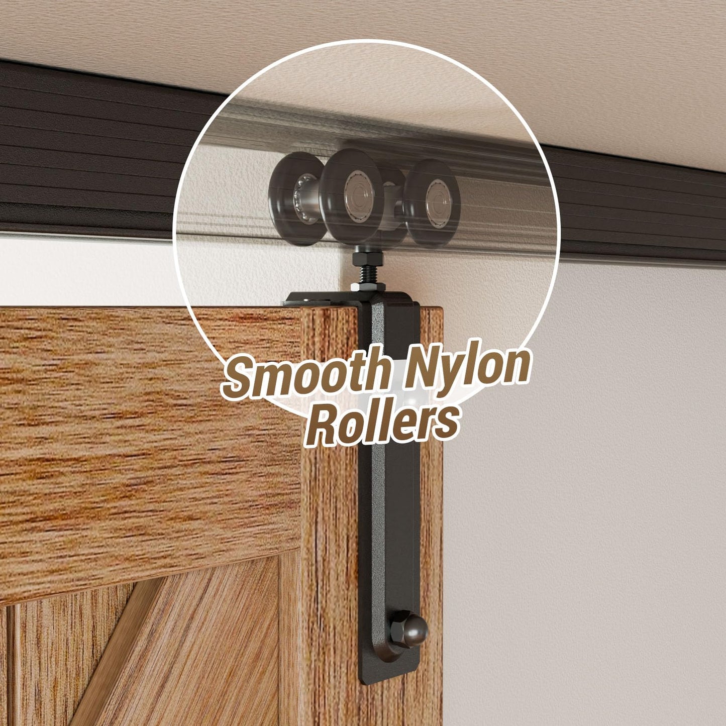 FLYVLIEG 5FT Ceiling Mount Box Rail Barn Door Hardware Heavy Duty Sliding Barn Door Track Kit for Single Door, Aluminum Alloy, Easy Install (No Door)