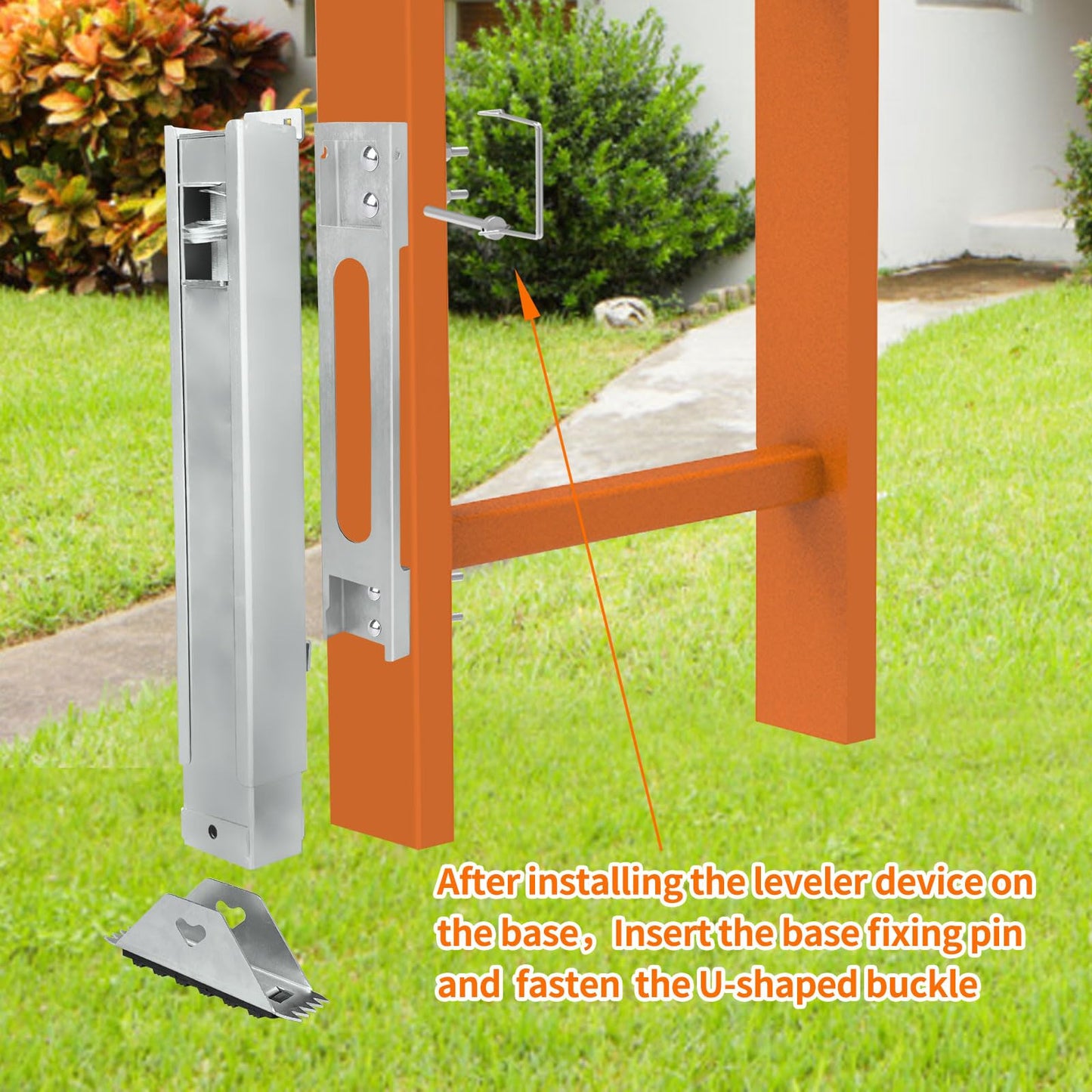Ladder Leveler for Extension Ladder, Adjustable Extension Ladder Stabilizer Leg Ground Leveler, with Anti-Slip Pattern Steel Pole,Ladder Levelers for Extension Ladders(1 Piece)