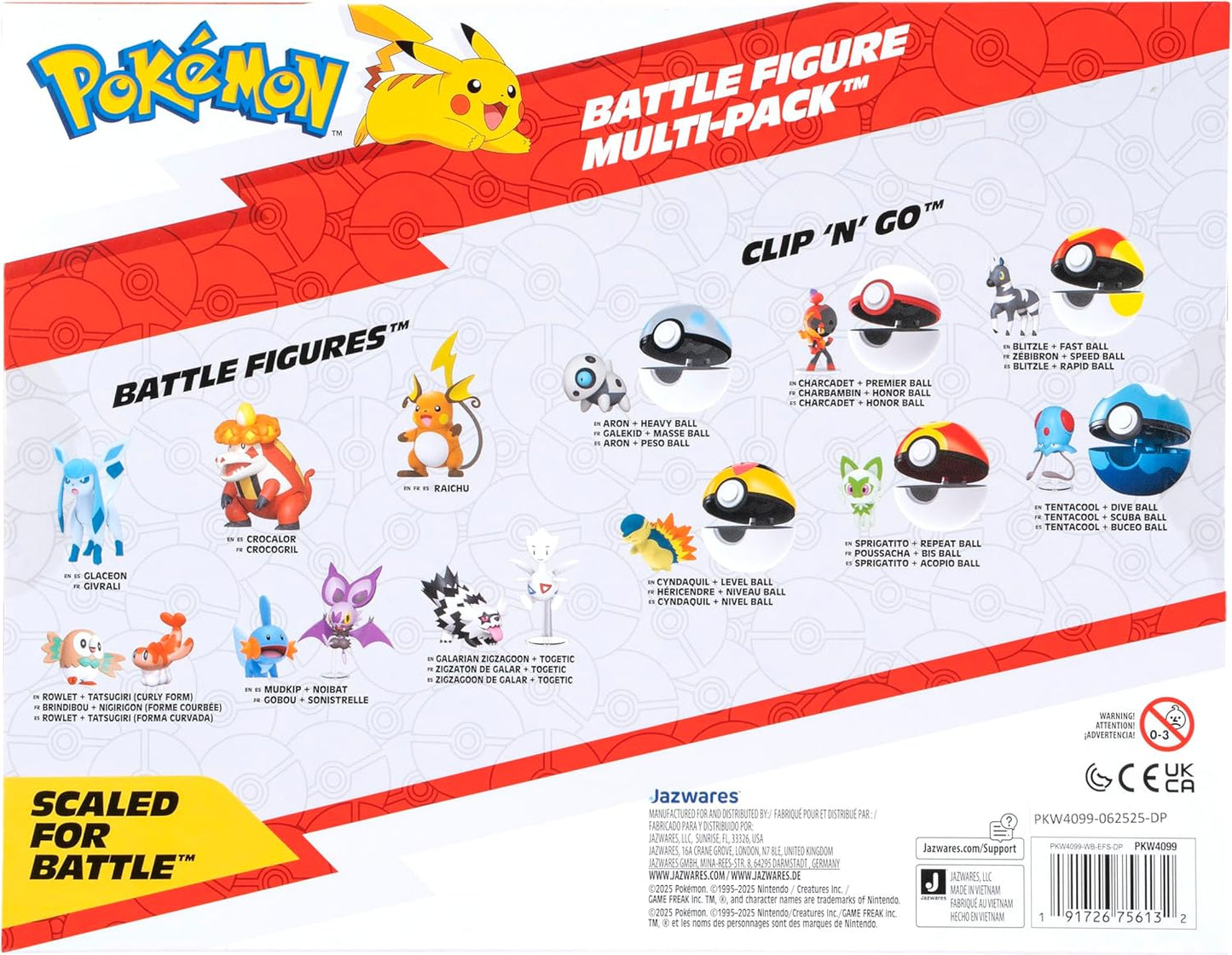 Pokémon Battle Figures 6-Pack - Includes 2-Inch Pikachu, Joltik, Galarian Darumaka & More
