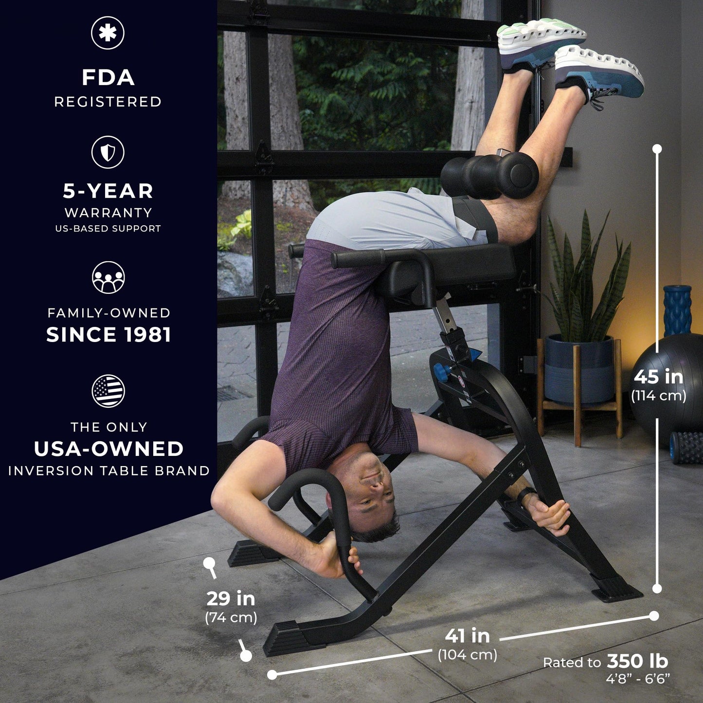 Teeter DEX Inversion & Core Training System-Multi-Functional Decompression Roman Chair Hyperextension for Ab, Back, & Core Strength; Commercial-Grade 350lb Rated Home Exercise (DEX II Commercial)