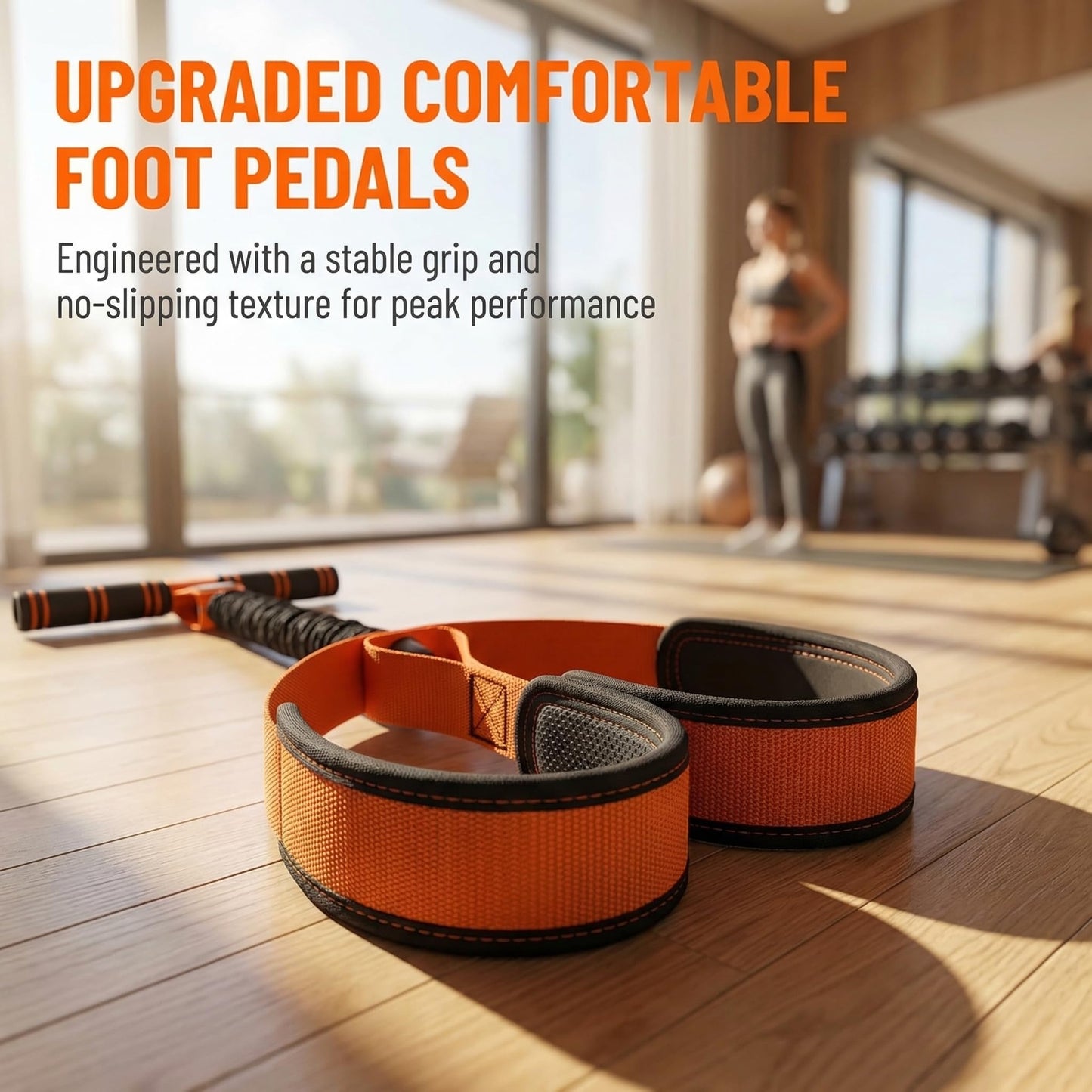 Multifunction Pedal Resistance Band with Handle, Elastic Sit-Up Assist Band for Full Body Workout, Portable Core Arm & Leg Training Equipment for Home Gym, Pilates & Stretching