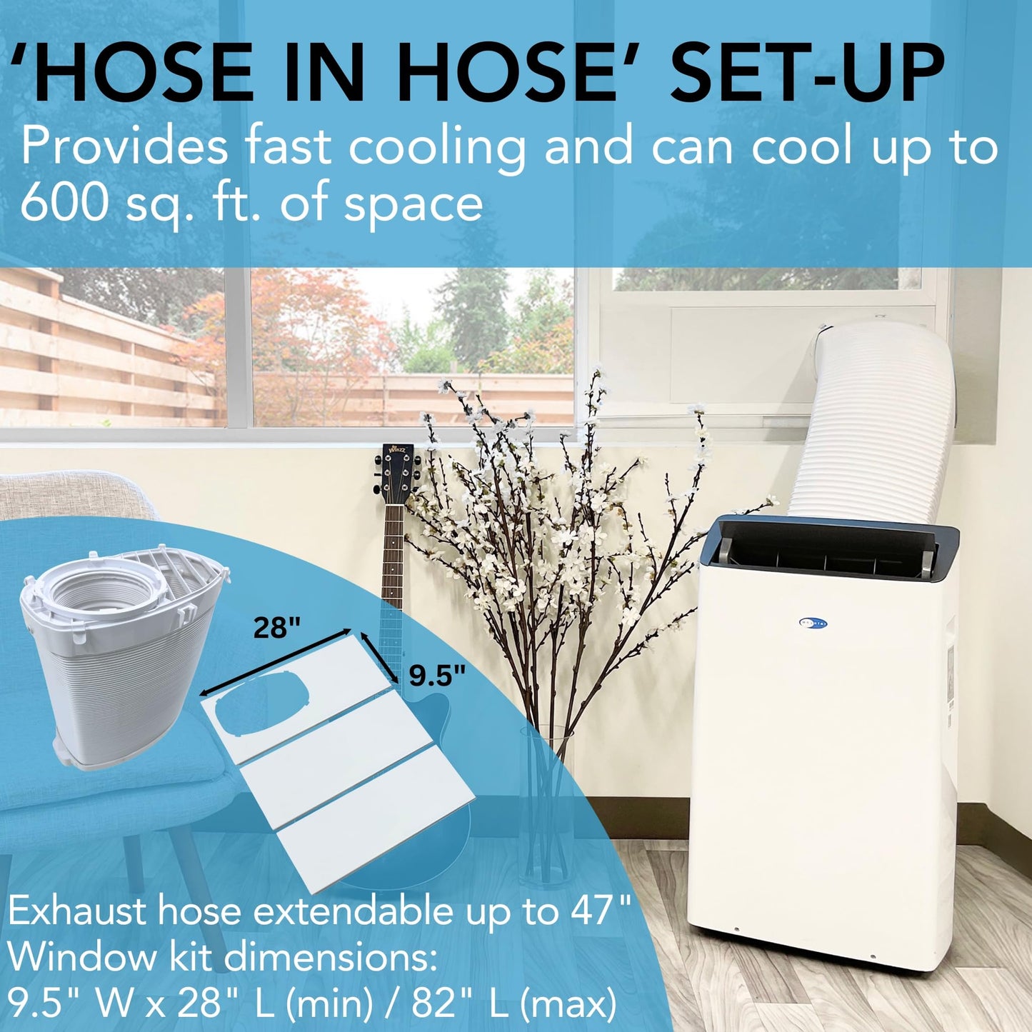 Whynter ARC-1230WNH 14,000 BTU (12,000 BTU SACC) NEX Inverter Dual Hose Cooling Portable Air Conditioner, Heater, Dehumidifier, and Fan with Smart Wi-Fi, Up to 600 sq ft in White