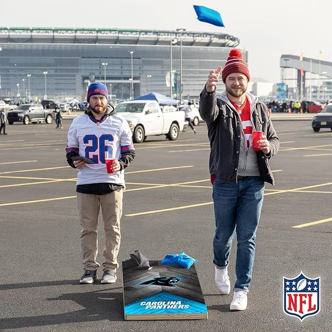 NFL Football 2' x 4' Regulation Size Solid Wood Cornhole Set with Direct Print HD Team Graphics Great Gift for Any Football Fan! Bean Bag Toss Family Outdoor Game