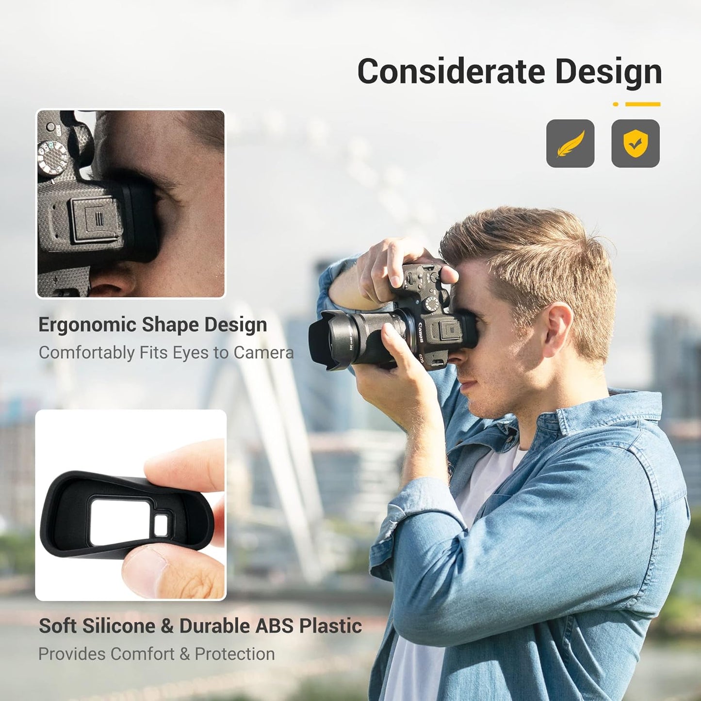R7 R7 EOS Eye Cup Eyecup Eyepiece, Extended Long Soft Eyecup Eyepiece Viewfinder for Canon EOS Mirrorless Camera, Soft