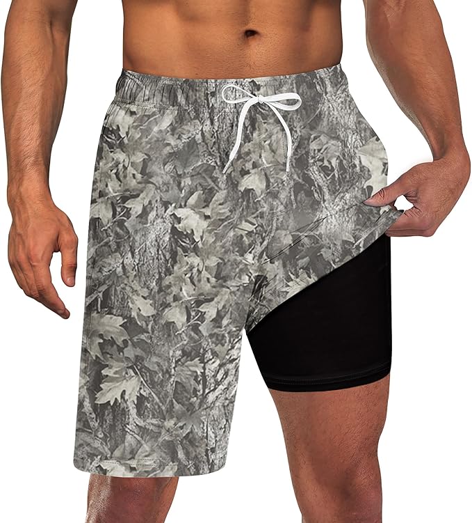 Goodstoworld Mens Swim Trunks with Compression Liner 9'' Inseam Quick Dry Swimsuit Shorts M-3XL