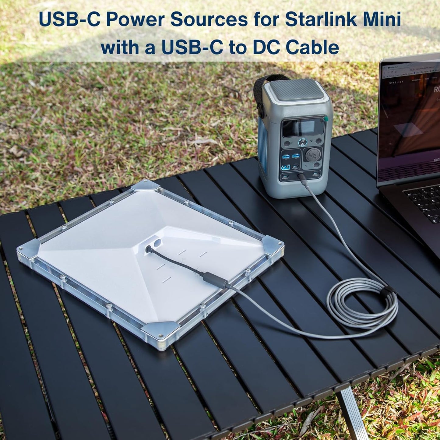 Steinwhale 100W 20V/5A DC Male to DC Female Power Adapter Cable for Starlink Mini, Support PD Input, Waterproof Barrel