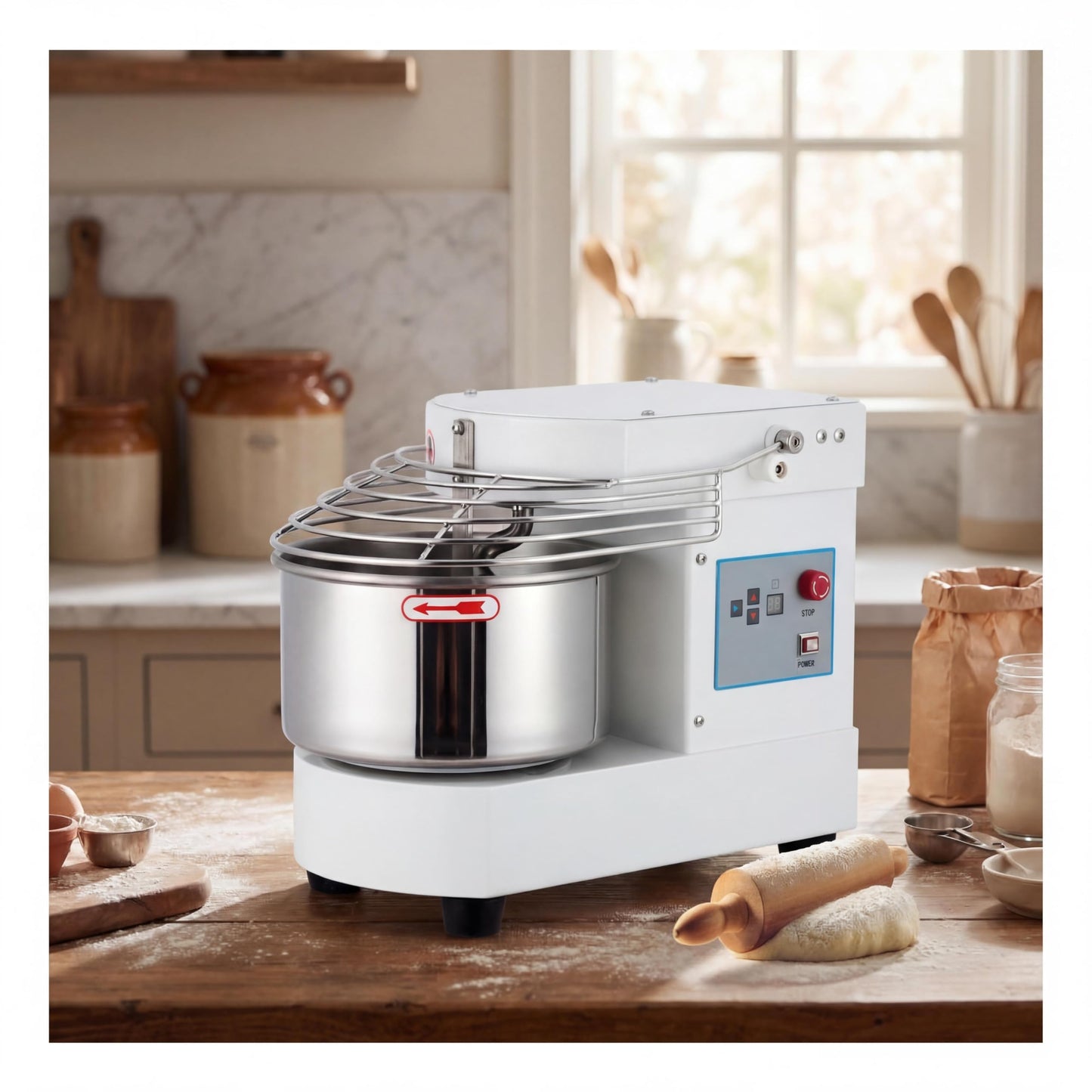 MilleLoom 10.5 Qt Commercial Stand Mixer with Touch Screen Control - 650W Dual Rotating Dough Kneading Machine, Timer & Safety Shield ，Stainless Steel Bowl for Bakery, Restaurant & Home Use ﻿