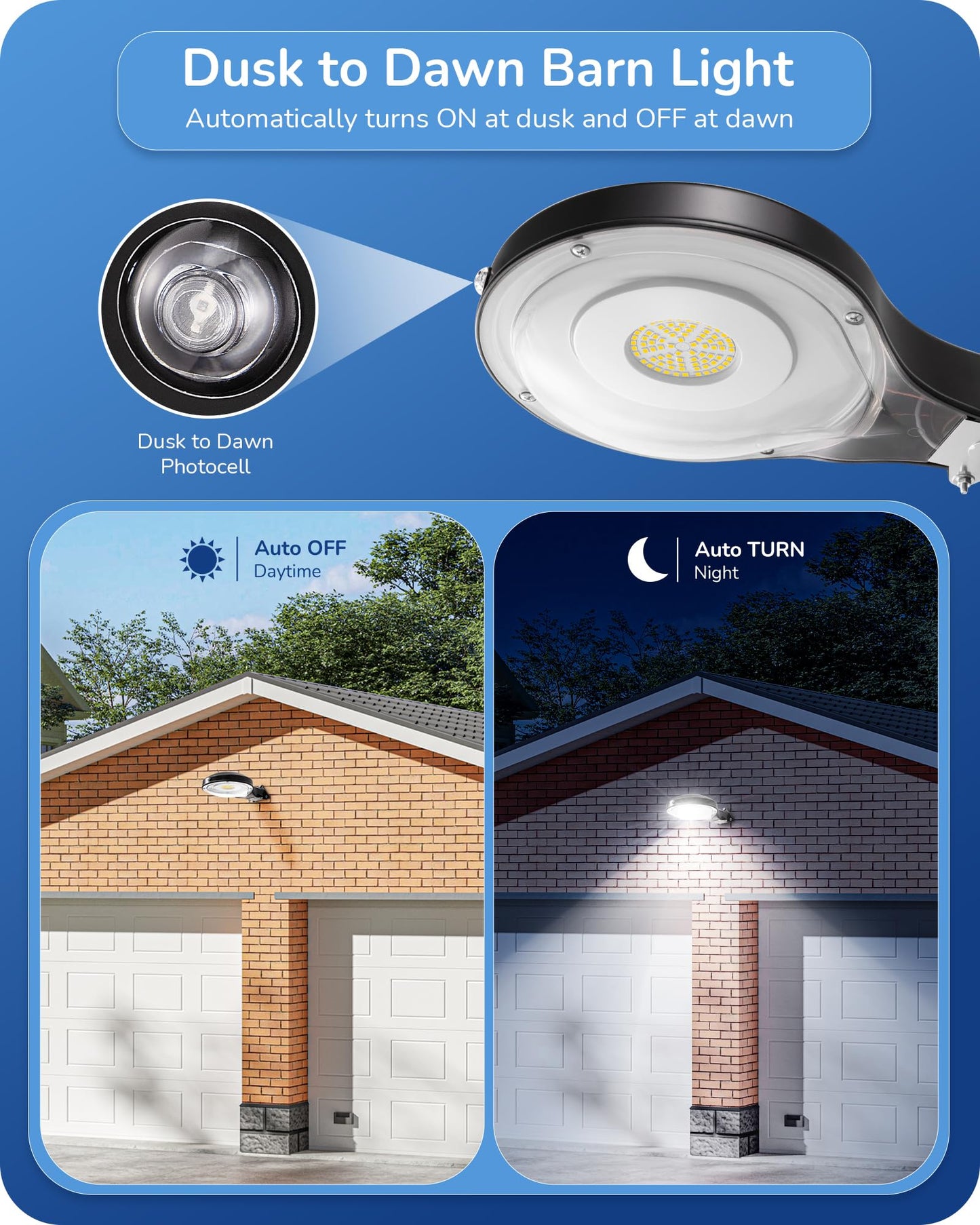 EDISHINE LED Barn Light, 10000LM 65W, Dusk to Dawn, IP65 Waterproof, Black, Model HHBL65A