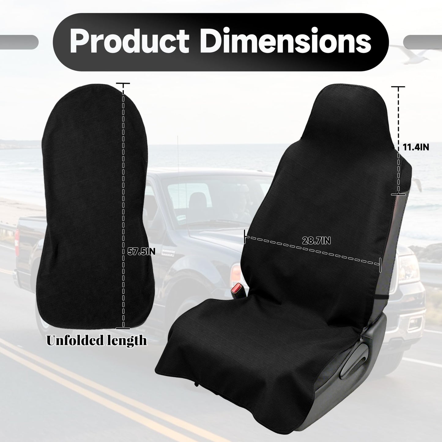 EDIETH 2Pcs Universal Car Seat Covers for Front Seats, Waterproof Sweat Towel Protector Non-Slip Microfiber Liner for Car Truck SUV, Breathable Seat Cushion for Gym Workout Dog Beach Outdoor